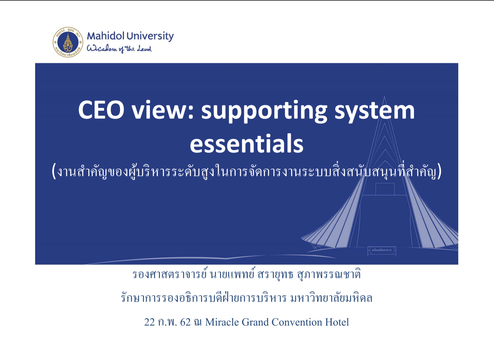 CEO View : Supporting System Essential